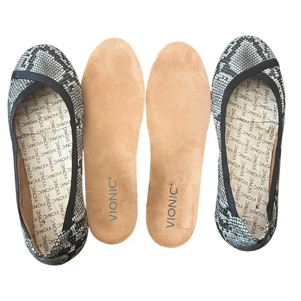 Vionic Caroll Leather Snake Print Slip On Flats Size 6.5